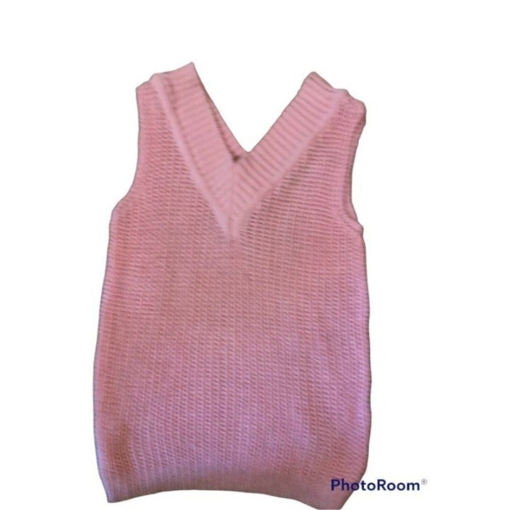 Vintage 1980's Pink 'Danielle Of California' Knit Pink Sweater Vest Small
